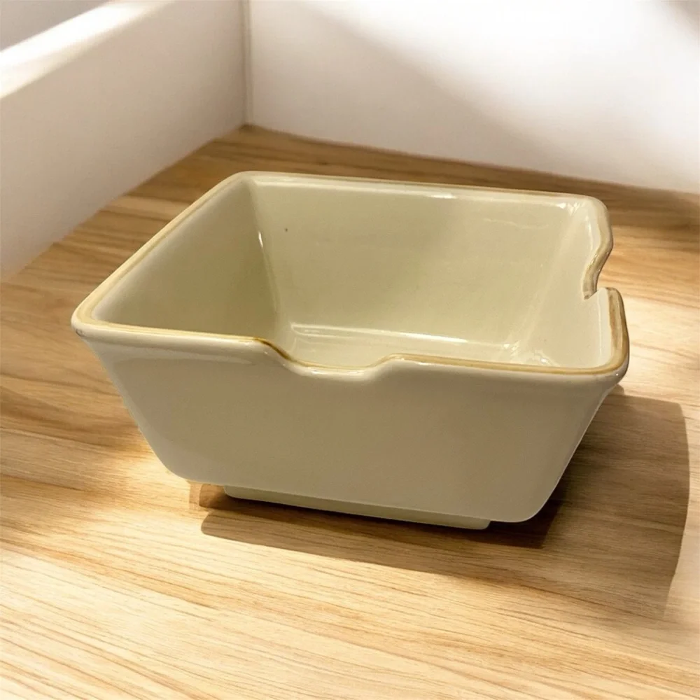 POTTERY BARN ASIAN SQUARE NOODLE BOWL RAMEN BOWL RETIRED DESIGN CHOPSTICK SLOTS